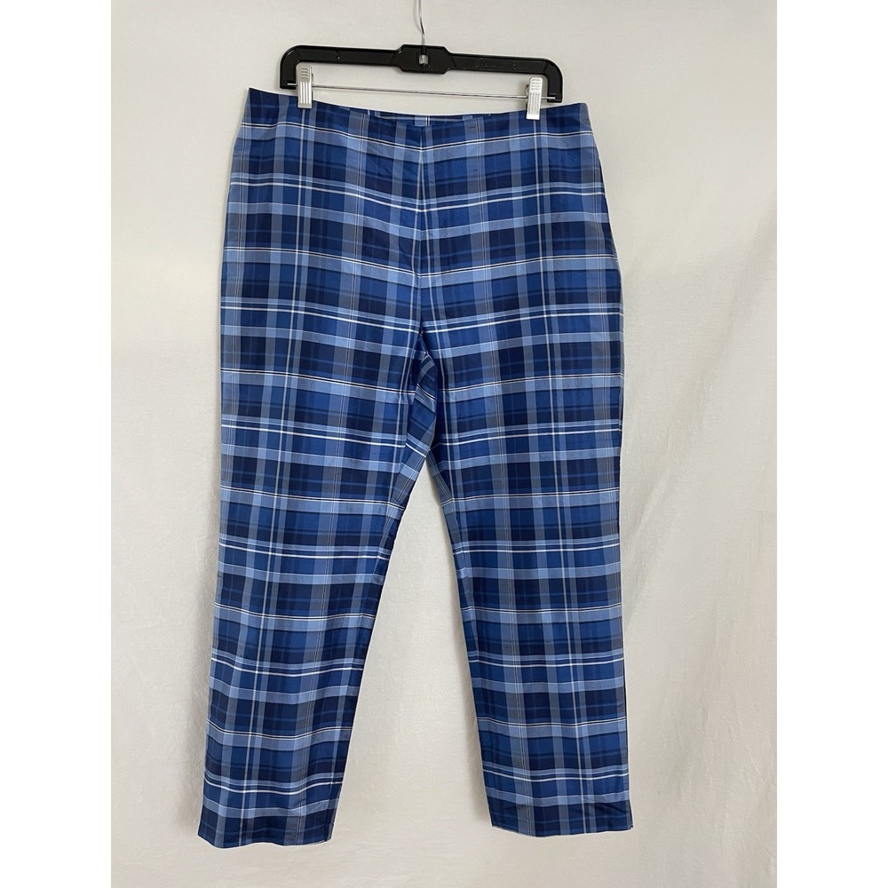 Lauren Ralph Lauren Silk Pants Womens 14 Blue  Plaid Chinos